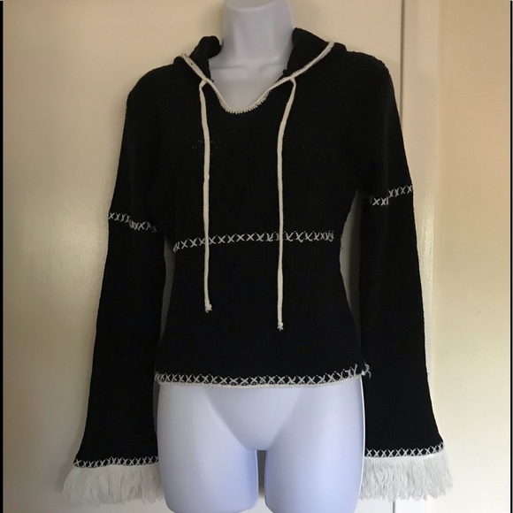 KNITS LANDING, Large size , huded  black women’s sweater long sleeves - Picture 4 of 11